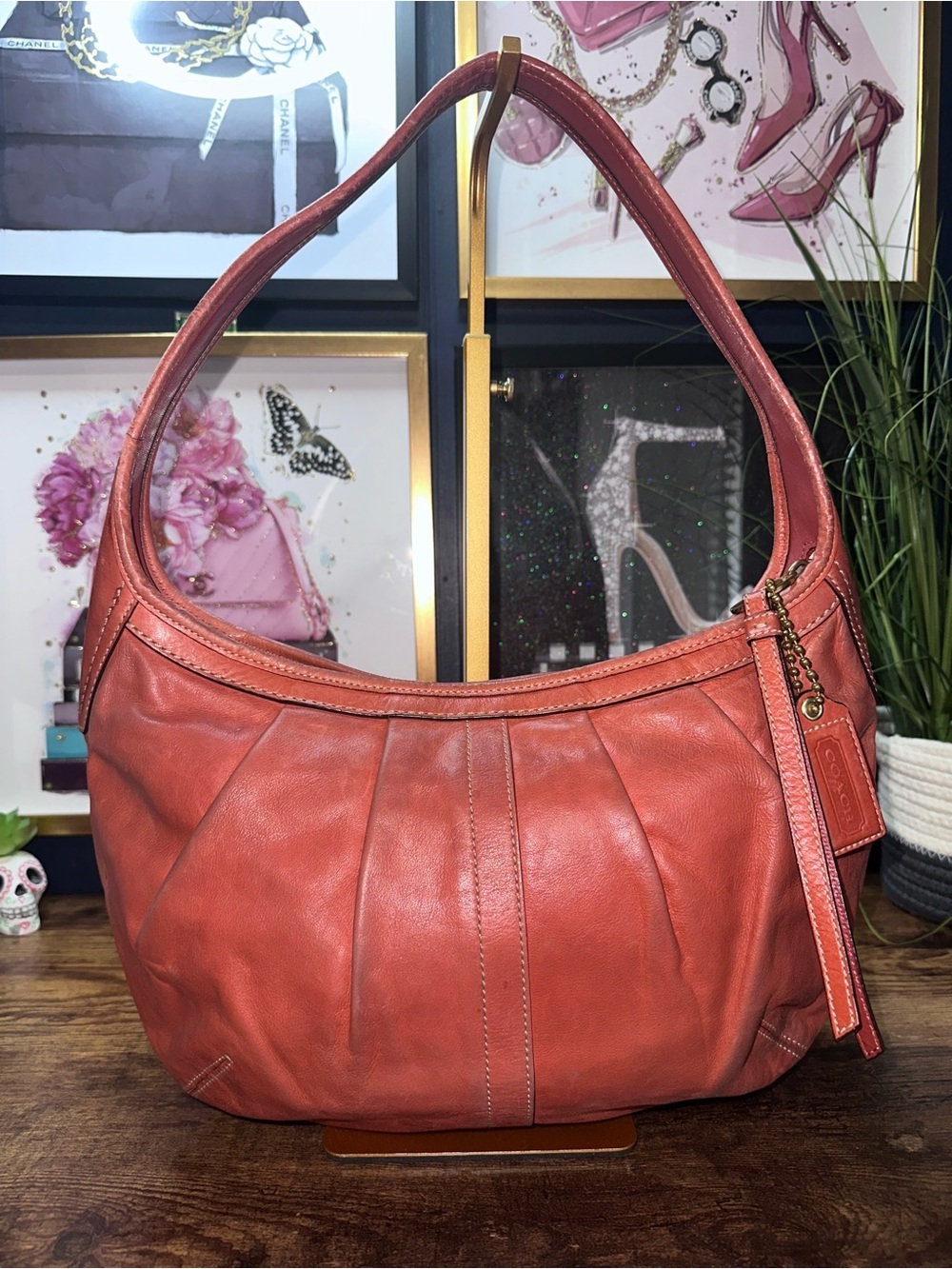 2008 Vintage Coach Ergo pleated leather hobo bag